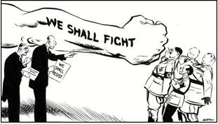 Appeasement  - The practice of giving a country what it wants in order to avoid war.