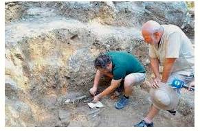Unearth  - Discover (something hidden, lost, or kept secret) by investigation or searching.