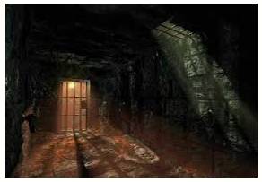 Dungeon  - A strong underground prison cell, especially in a castle.