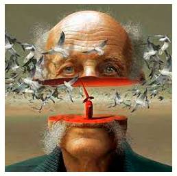 Surreal  - Very strange; more like a dream than reality, with ideas and images mixed together in a strange way.