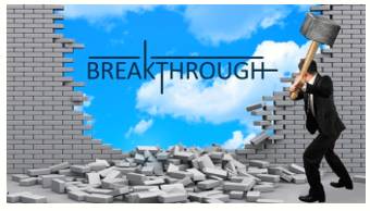 Breakthrough  - A sudden, dramatic, and important discovery or development.