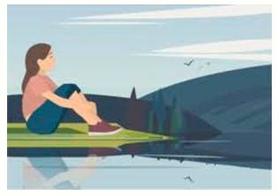 Placid  - Calm and peaceful, with little movement or activity.