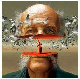 Surreal  - Very strange; more like a dream than reality, with ideas and images mixed together in a strange way.