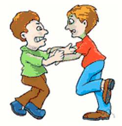 Tussle  - A vigorous struggle or scuffle, typically in order to obtain or achieve something.