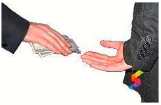 Venal  - Showing or motivated by susceptibility to bribery.