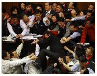 Mayhem  - Violent or extreme disorder; chaos.