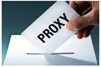Proxy  - The authority to represent someone else, especially in voting.