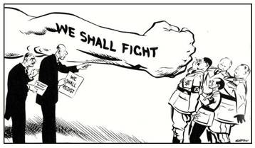 Appeasement  - The practice of giving a country what it wants in order to avoid war.
