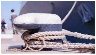 Mooring  - The ropes, chains, etc. by which a ship or boat is moored.
