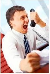 Disgruntled  - Angry or dissatisfied.