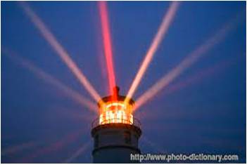 Beacon  - A light or other visible object serving as a signal, warning, or guide at sea, on an airfield, etc.