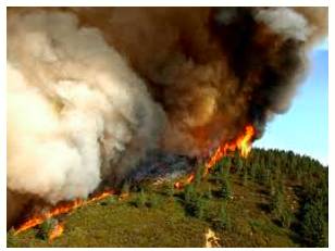 Conflagration  - An extensive fire which destroys a great deal of land or property.