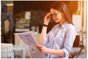 Perusal  - The action of reading or examining something.