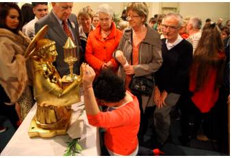 Venerate  - Regard with great respect.