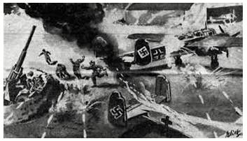 Strafe  - To attack a place with bullets or bombs.