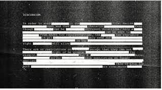 Redaction - The act of removing information from a document (किसी दस्तावेज़ से जानकारी निकालने का कार्य).