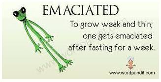 Emaciation - The state of being abnormally thin or weak.