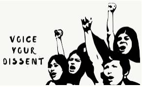 Dissent  - The Fact of having or expressing opinions that are different from those that are officially accepted.