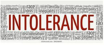 Intolerance  - The fact of not being willing to accept ideas or ways of behaving that are different from your own.