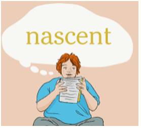 Nascent  - Beginning to exist; not yet fully developed.