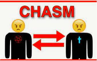 Chasm  - A very big difference between two people or groups.