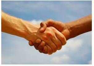 Reconcile  - To make people become friends again after an argument or a disagreement.