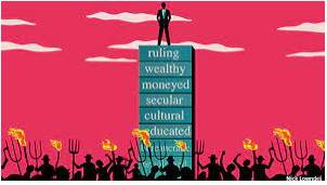 Elite  - Belonging to a group of people in society that is small in number but powerful and with a lot of influence, because they are rich, intelligent, etc.