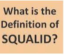 Squalid  - Involving low moral standards or dishonest behaviour