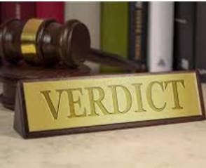 Verdict  - An official judgment made in court or at an inquest (= an official investigation into somebody's death)