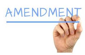 Amendment  - A small change or improvement that is made to a document or proposed new law; the process of changing a document or proposed new law.