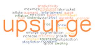 Upsurge - A sudden large increase in something.