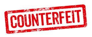 Counterfeit - Made to look exactly like something in order to trick people into thinking that they are getting the real thing.