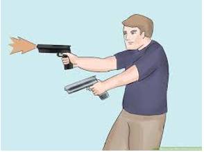 Wield  - To hold something, ready to use it as a weapon or tool.