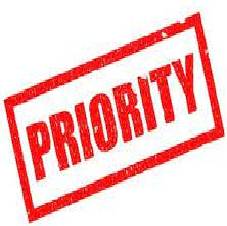 Priority  - Something that you think is more important than other things and should be dealt with first.