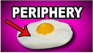 Periphery  - The outer edge of a particular area.