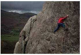 Scrambling - To climb quickly up or over something using your hands to help you; to move somewhere quickly.