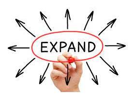 Expand - To become or to make something bigger.