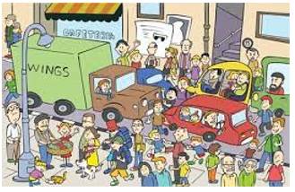 Commotion - A state of confused and noisy disturbance.