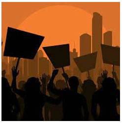 Protest - A statement or action expressing disapproval of or objection to something.