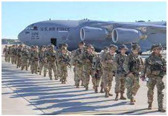 Deployed - To put soldiers or weapons in a position where they are ready to fight.