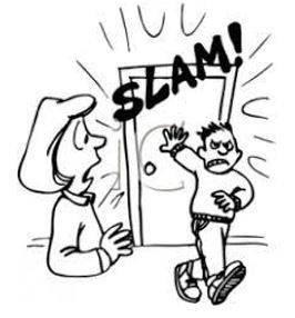 Slamming - Shut (a door, window, or lid) forcefully and loudly.