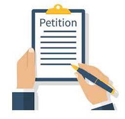Petition - A formal written request, typically one signed by many people, appealing to authority in respect of a particular cause.