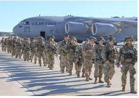 Deployed - To put soldiers or weapons in a position where they are ready to fight.