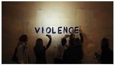 Violence - Behaviour involving physical force intended to hurt, damage, or kill someone or something.