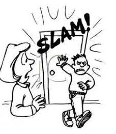 Slammed - Shut (a door, window, or lid) forcefully and loudly.