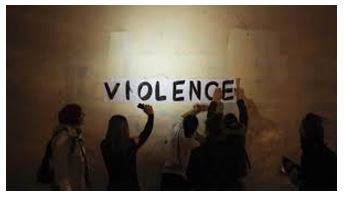 Violence - Behaviour involving physical force intended to hurt, damage, or kill someone or something.