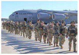 Deployed - To put soldiers or weapons in a position where they are ready to fight.
