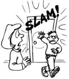 Slammed - Shut (a door, window, or lid) forcefully and loudly.