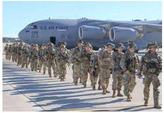 Deployed - To put soldiers or weapons in a position where they are ready to fight.
