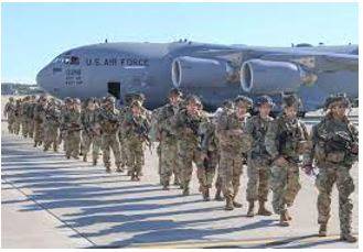Deployed - To put soldiers or weapons in a position where they are ready to fight.